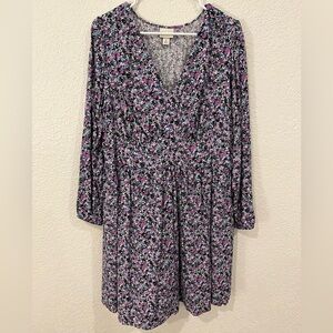 Ava & Viv Multicolor Floral V-Neck Dress